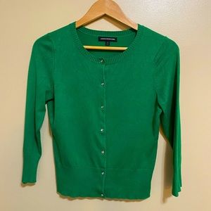 Express Design Studio Green Cardigan w/ Rhinestone Buttons Sweater Size Small